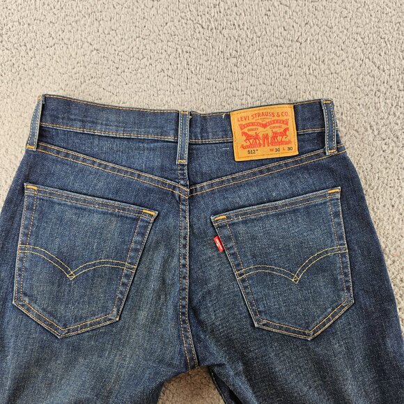 Levis 512 Jeans Mens 30x30 Blue Slim Taper Stretch Flex Denim Medium Wash Pants - Picture 13 of 16